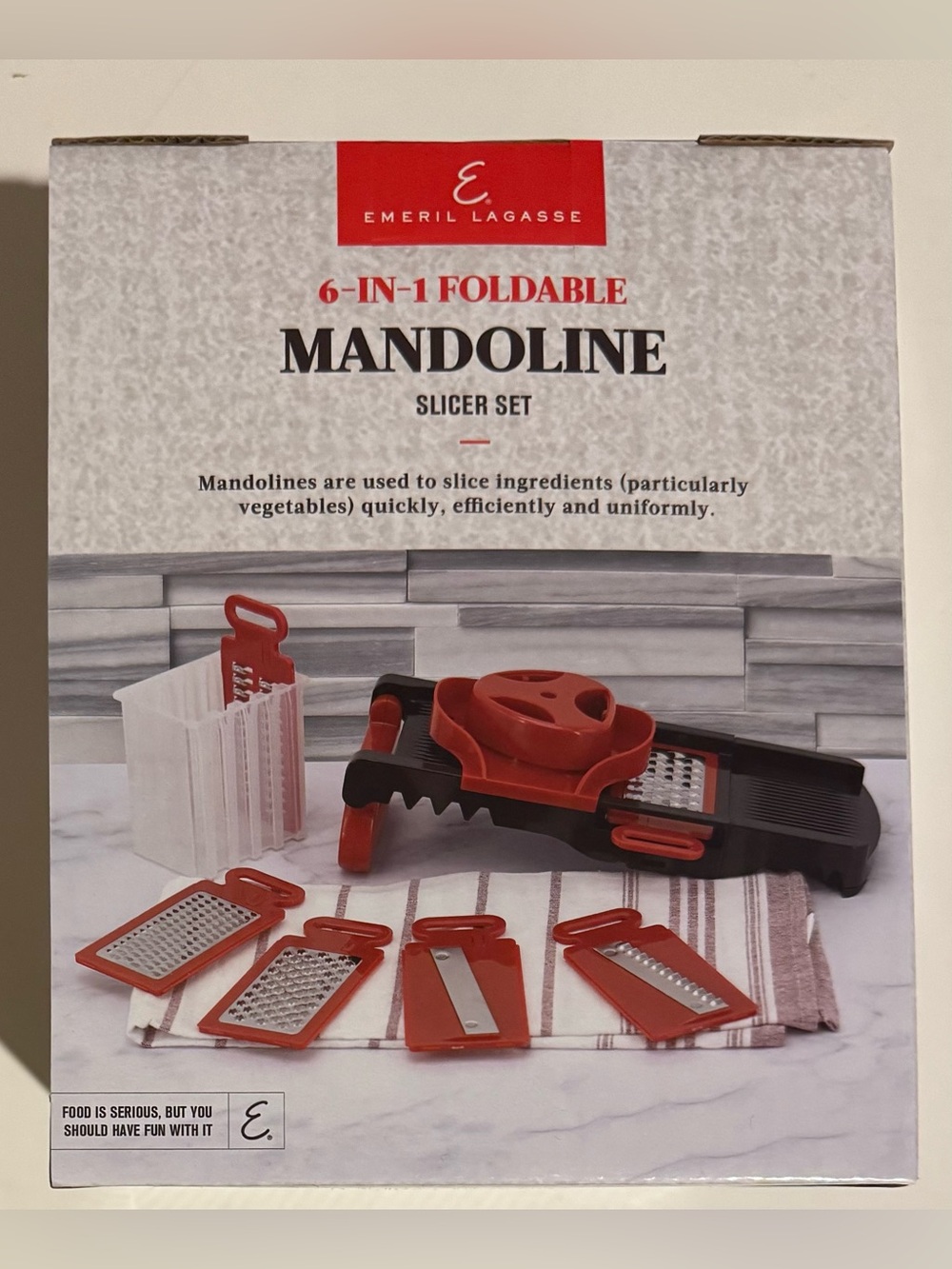 Emeril Lagasse Mandoline Vegetable Slicer Set Foldable 6 in 1 New BPA Free